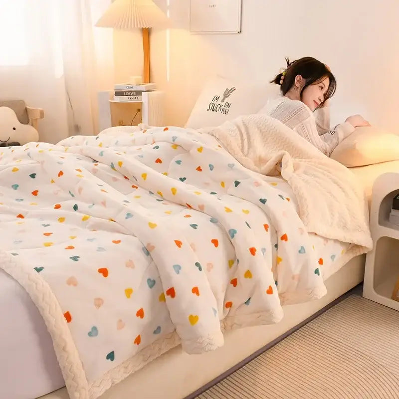 Pastel bear white beibei velvet warmth blanket bedroom fleece throw