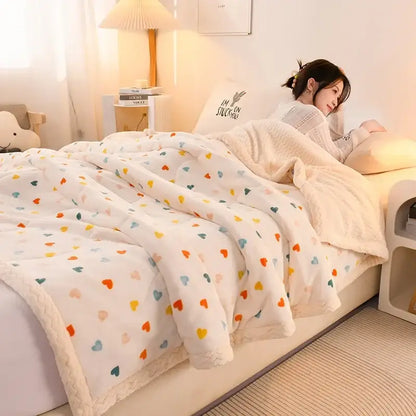 Pastel bear white beibei velvet warmth blanket bedroom fleece throw