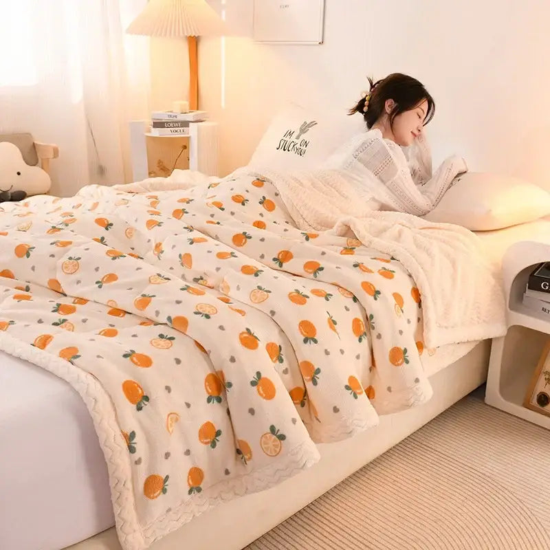 Pastel bear white beibei velvet warmth blanket bedroom fleece throw