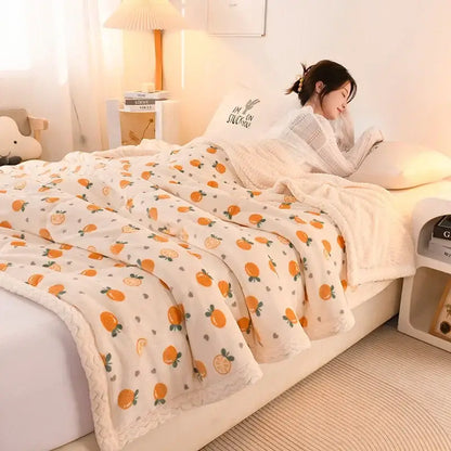 Pastel bear white beibei velvet warmth blanket bedroom fleece throw