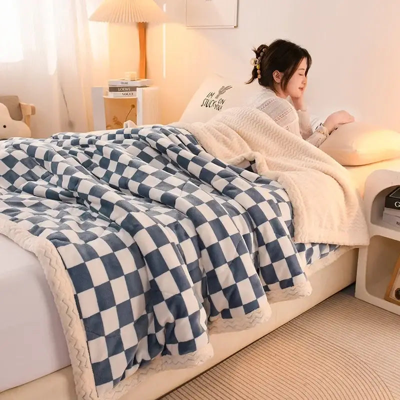 Pastel bear white beibei velvet warmth blanket bedroom fleece throw