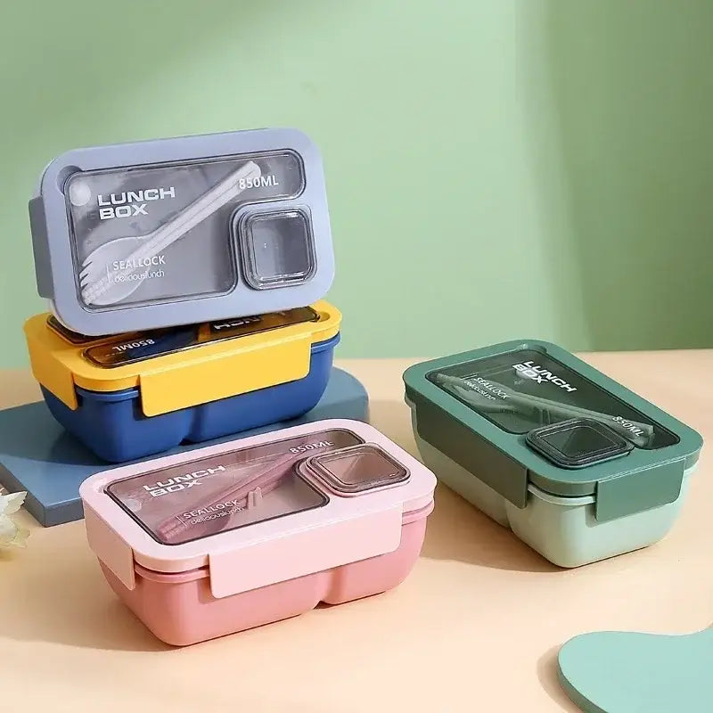 Pastel bento box set with tableware kitchen food container