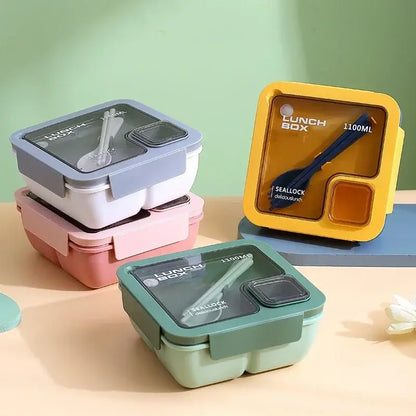 Pastel bento box set with tableware kitchen food container