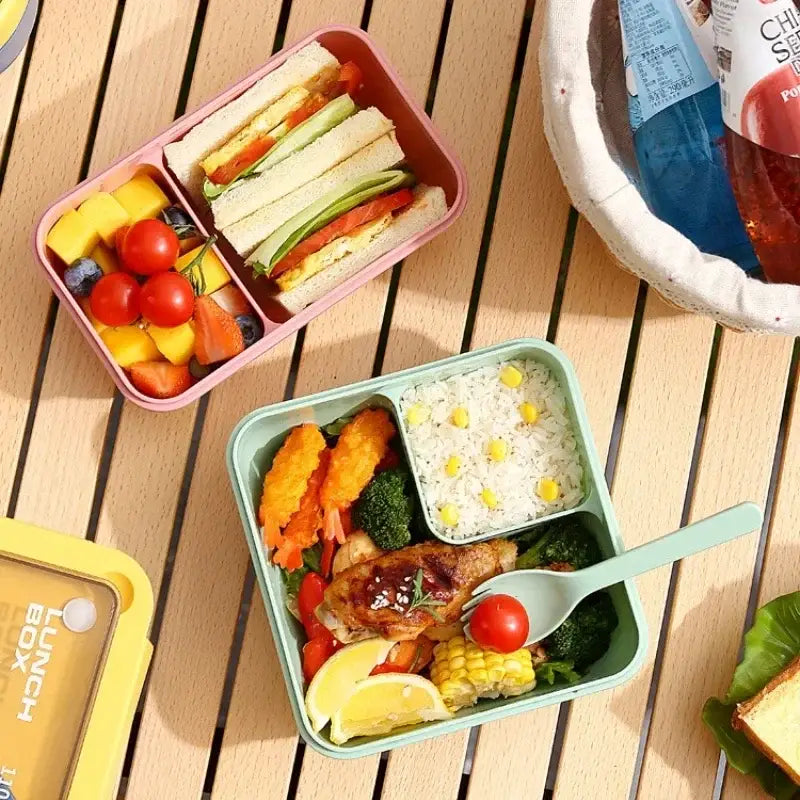 Pastel bento box set with tableware kitchen food container