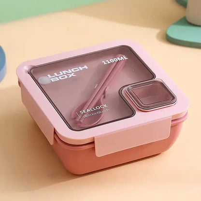 Pastel bento box set with tableware kitchen food container
