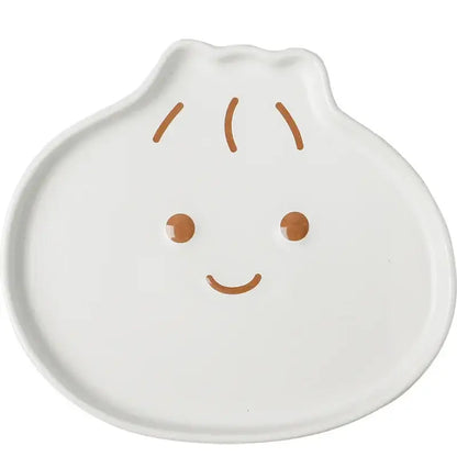 Pastel blue cloud tulip cartoon dog ceramic plate dining room tableware