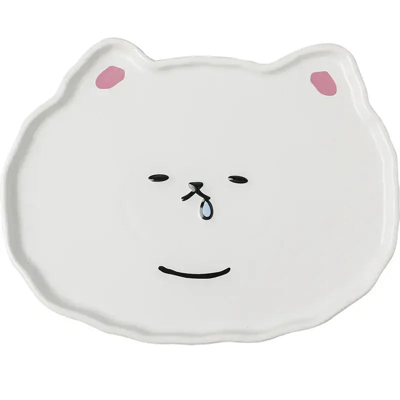 Pastel blue cloud tulip cartoon dog ceramic plate dining room tableware