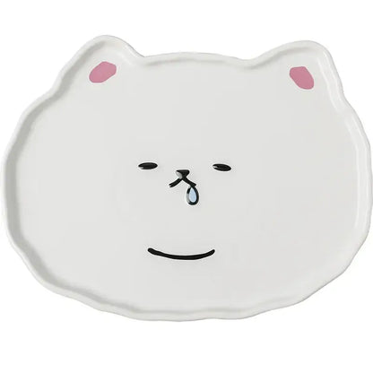 Pastel blue cloud tulip cartoon dog ceramic plate dining room tableware