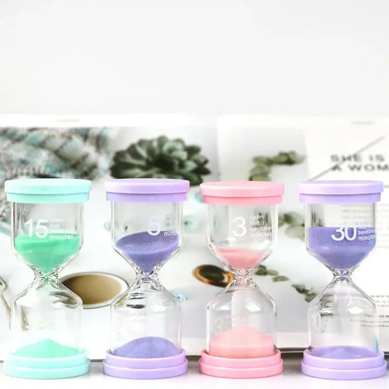 Pastel blue & pink hourglass sand timer set for kids bedroom decor