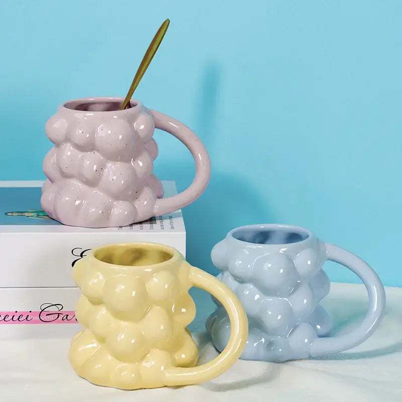 Pastel bubbly grape ceramic mug kitchen milk cup gift