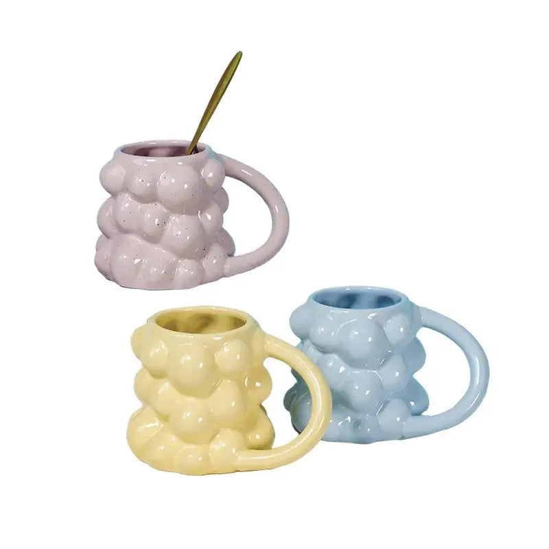 Pastel bubbly grape ceramic mug kitchen milk cup gift