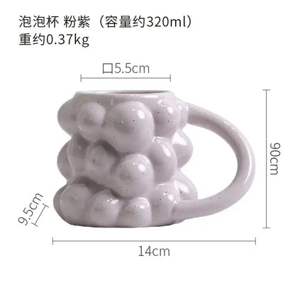 Pastel bubbly grape ceramic mug kitchen milk cup gift
