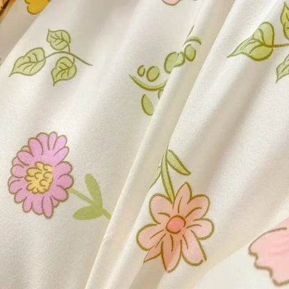 Pastel bunny and flower cartoon print bedding set bedroom decor