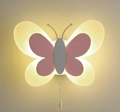 Pastel butterfly girl room lamp creative wall sconce bedroom light