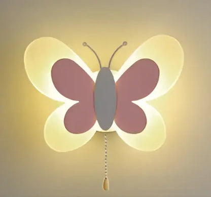 Pastel butterfly girl room lamp creative wall sconce bedroom light