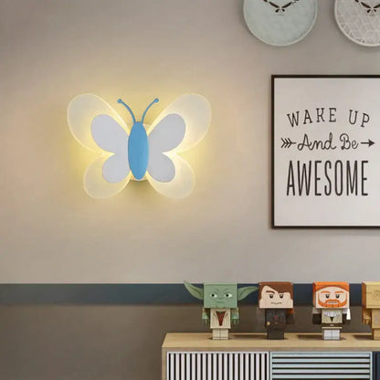 Pastel butterfly girl room lamp creative wall sconce bedroom light