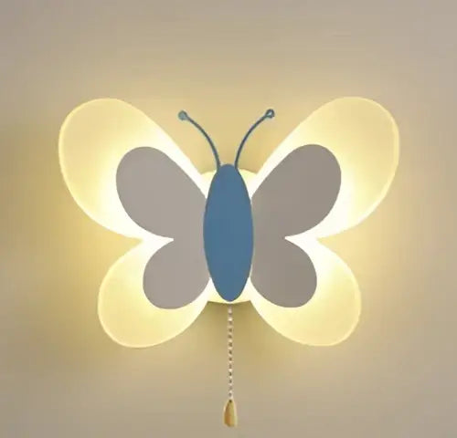 Pastel butterfly girl room lamp creative wall sconce bedroom light