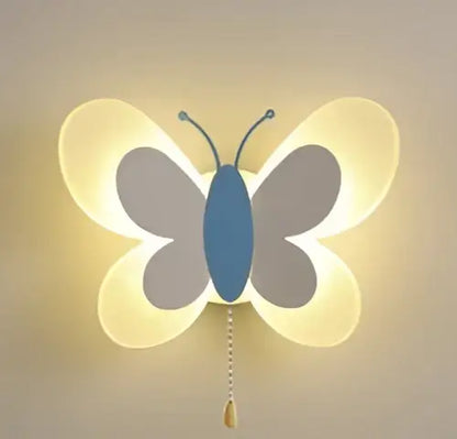 Pastel butterfly girl room lamp creative wall sconce bedroom light