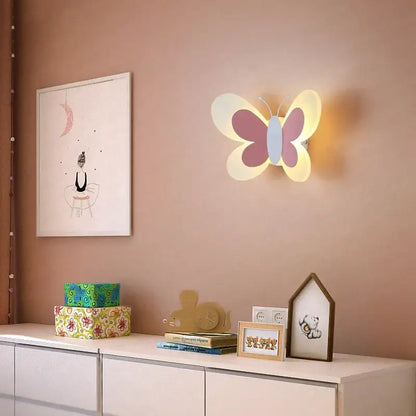Pastel butterfly girl room lamp creative wall sconce bedroom light