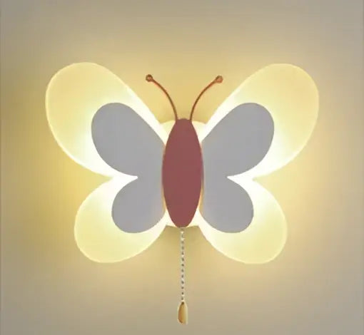 Pastel butterfly girl room lamp creative wall sconce bedroom light