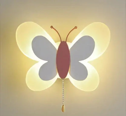 Pastel butterfly girl room lamp creative wall sconce bedroom light
