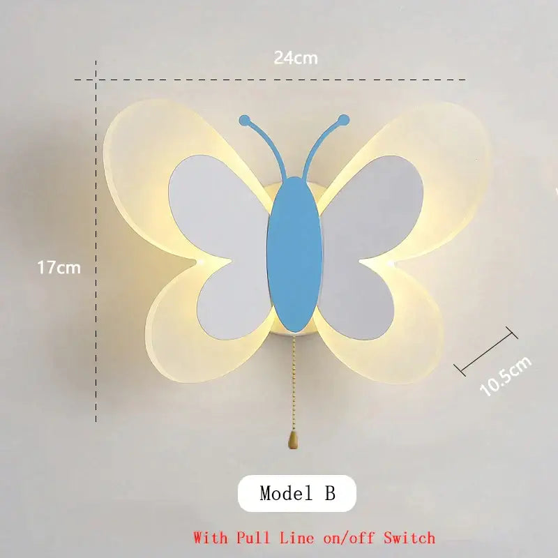 Pastel butterfly wall lamp set for kids bedroom and nursery