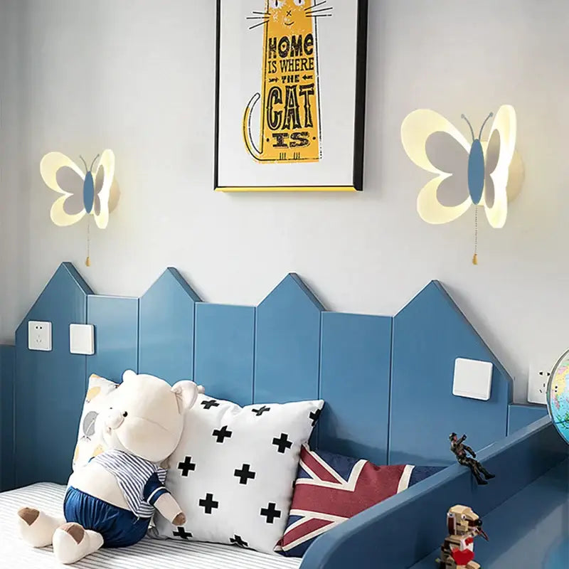 Pastel butterfly wall lamp set for kids bedroom and nursery