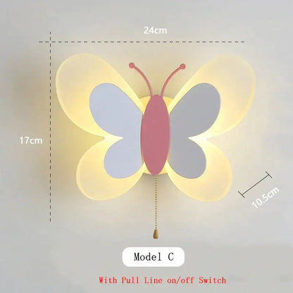 Pastel butterfly wall lamp set for kids bedroom and nursery