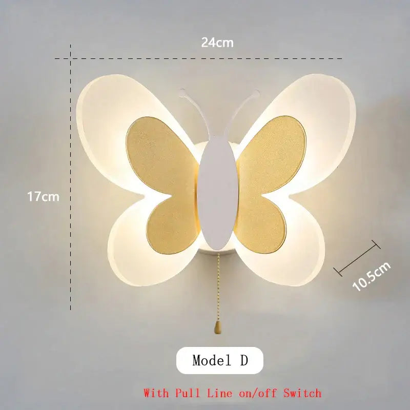 Pastel butterfly wall lamp set for kids bedroom and nursery