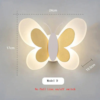 Pastel butterfly wall lamp set for kids bedroom and nursery