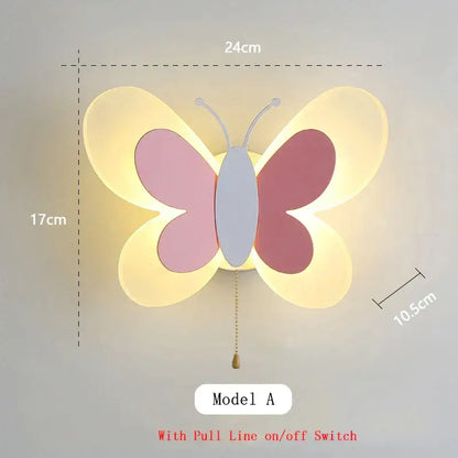 Pastel butterfly wall lamp set for kids bedroom and nursery