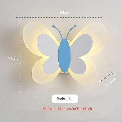 Pastel butterfly wall lamp set for kids bedroom and nursery