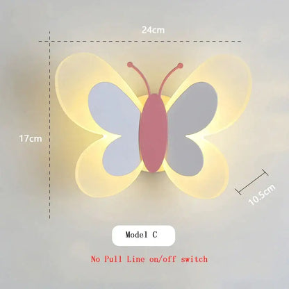 Pastel butterfly wall lamp set for kids bedroom and nursery
