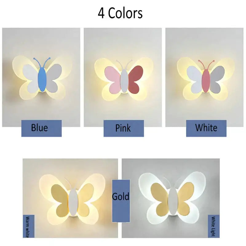 Pastel butterfly wall lamp set for kids bedroom and nursery