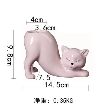 Pastel ceramic cat tail succulent planter bedroom flowerpot