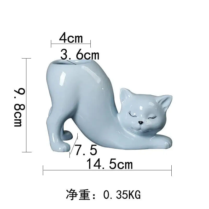 Pastel ceramic cat tail succulent planter bedroom flowerpot