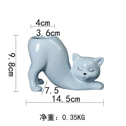 Pastel ceramic cat tail succulent planter bedroom flowerpot