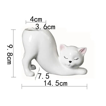 Pastel ceramic cat tail succulent planter bedroom flowerpot