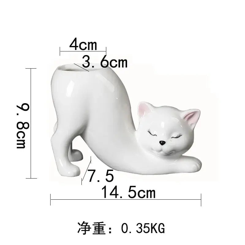 Pastel ceramic cat tail succulent planter bedroom flowerpot