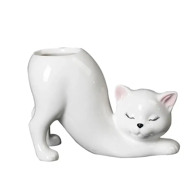 Pastel ceramic cat tail succulent planter bedroom flowerpot