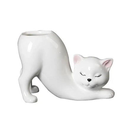 Pastel ceramic cat tail succulent planter bedroom flowerpot