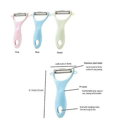 Pastel ceramic kitchen peeler set with stainless steel blades