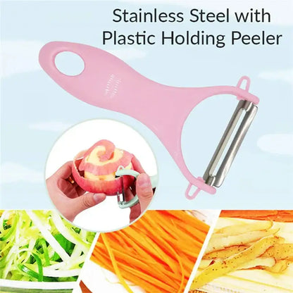 Pastel ceramic kitchen peeler set with stainless steel blades