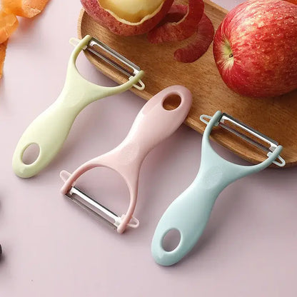 Pastel ceramic kitchen peeler set with stainless steel blades