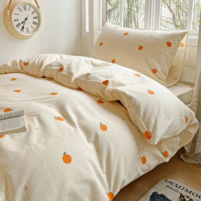Pastel checkered cotton grid pattern bedding set for bedroom