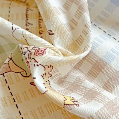 Pastel checkered cotton grid pattern bedding set for bedroom