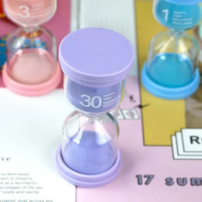Pastel colorful glass hourglass sand timer set for kids bedroom
