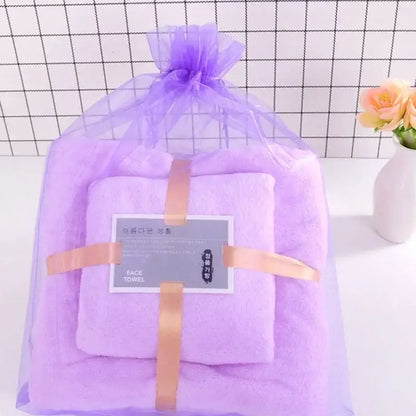 Pastel coral velvet bath towel set bathroom soft absorbent linens