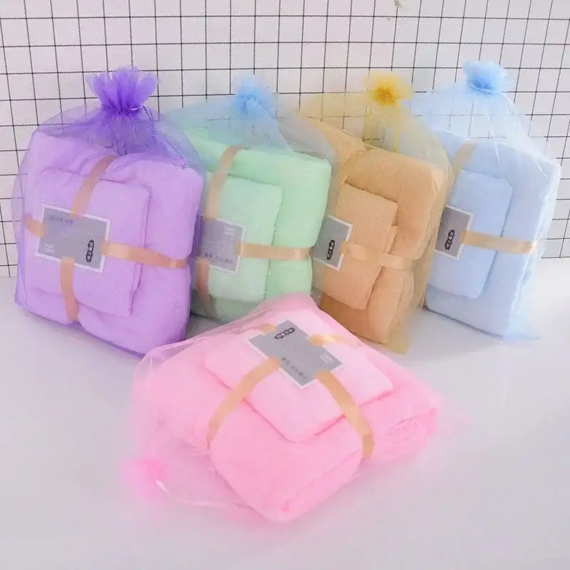 Pastel coral velvet bath towel set bathroom soft absorbent linens