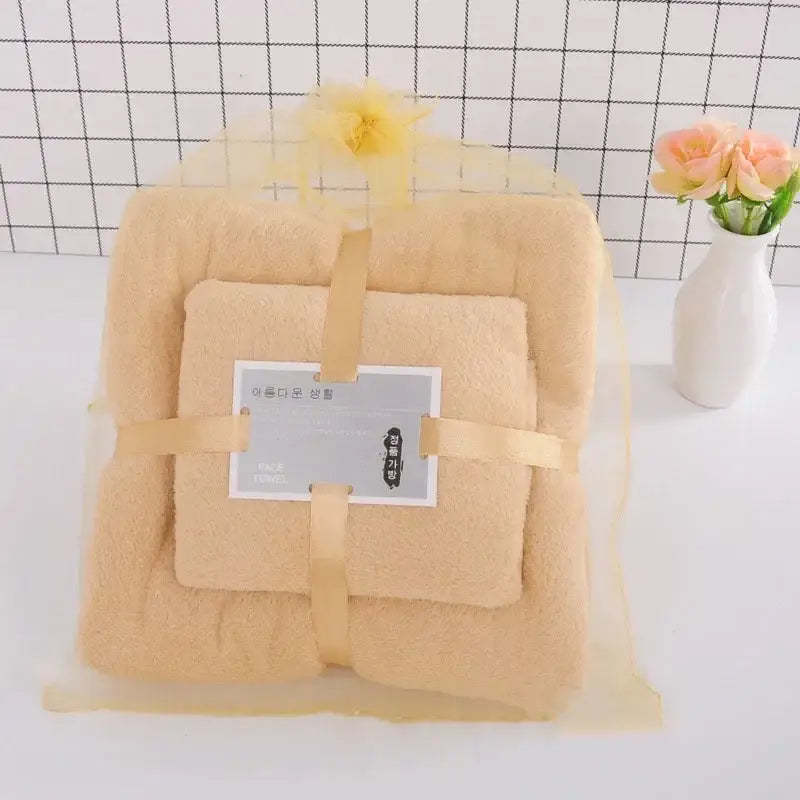 Pastel coral velvet bath towel set bathroom soft absorbent linens